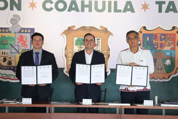 Firma Am&eacute;rico convenio de seguridad con gobernadores de Coahuila y Nuevo Le&oacute;n