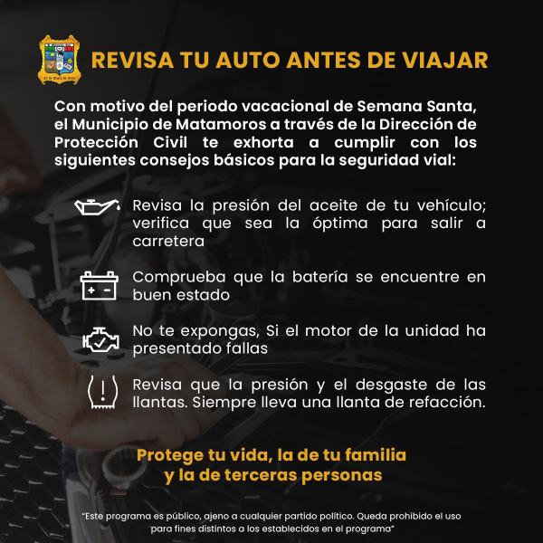 Revisa tu auto antes de viajar: PC