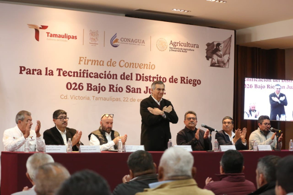 Firman trascendental acuerdo en Tamaulipas; tecnificar&aacute;n Distrito de Riego 026 con inversi&oacute;n de 4,100 MDP