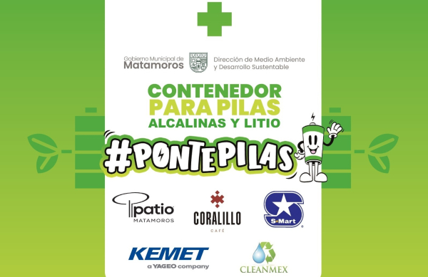 Instala Gobierno de Matamoros siete centros de  acopio para recolecci&oacute;n de pilas alcalinas y de litio