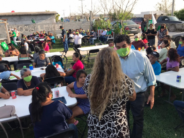 En &eacute;l sector sur de Matamoros  las familias est&aacute;n con el PVEM