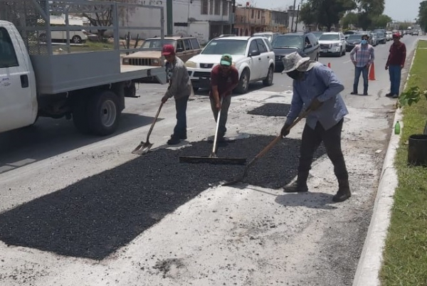 Intensifica Gobierno de Matamoros rehabilitaci&oacute;n de pavimentos afectados por precipitaciones pluviales